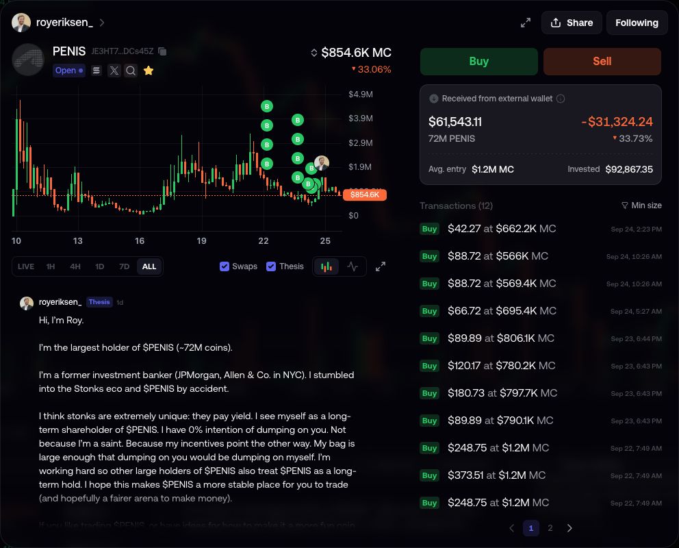 FOMO screenshot showing Roy’s position and landlord thesis
